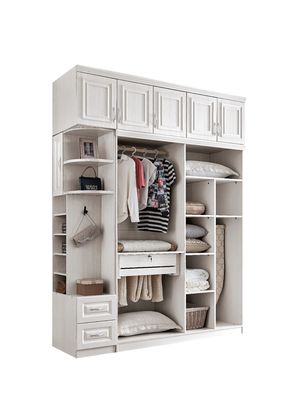 Multiscene Afneembare Witte Houten Garderobe voor Kleine Regelbare Slaapkamer
